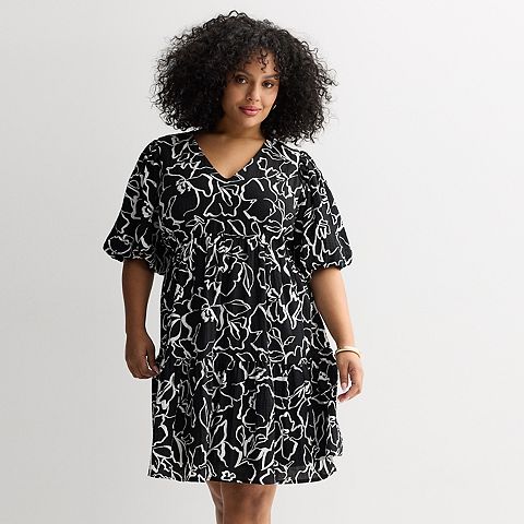 Женские платья Nine West Plus Size Nine West Bubble Sleeve Babydoll Dress