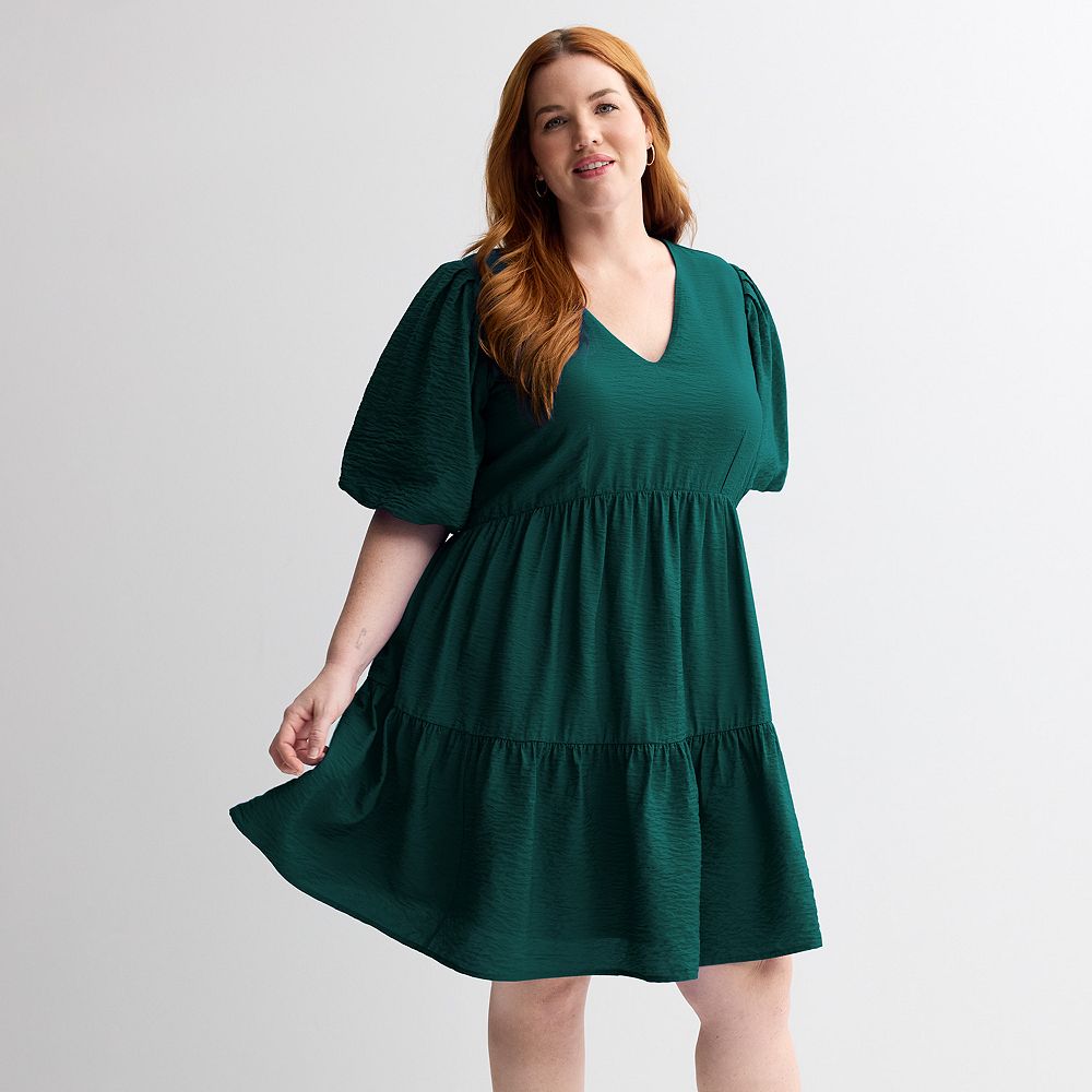 plus size long sleeve babydoll dress Long Sleeve Smocked Babydoll Dress