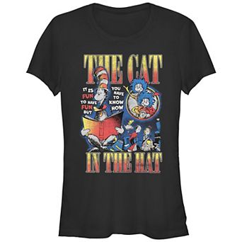 Juniors' Dr. Seuss The Cat In The Hat It Is Fun To Have Fun But You Have To Know How Fitted Graphic Tee