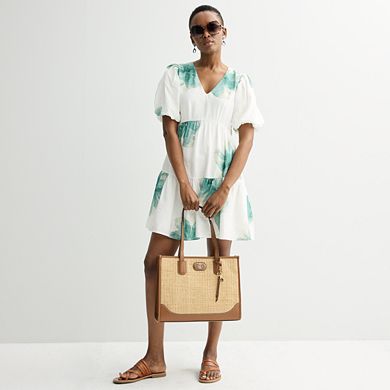 Petite Nine West Bubble Sleeve Babydoll Dress