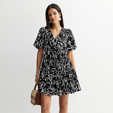 Женские платья Nine West Petite Nine West Bubble Sleeve Babydoll Dress