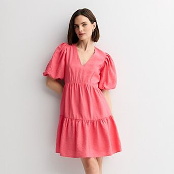 Petite Nine West Bubble Sleeve Babydoll Dress