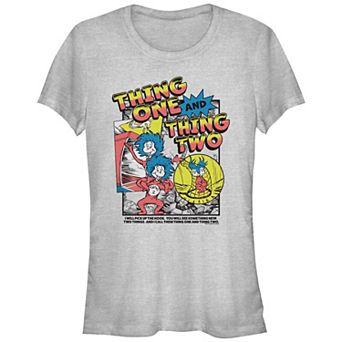 Juniors' Dr. Seuss Thing One And Thing Two Comic Fitted Graphic Tee