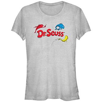 Juniors' Dr. Seuss Red Fish Blue Fish Yellow Fish Fitted Graphic Tee