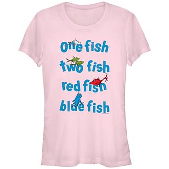 Juniors' Dr. Seuss One Fish Two Fish Red Fish Blue Fish Fitted Graphic Tee