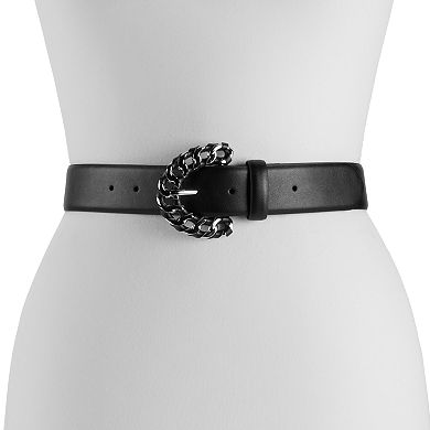 Women's Nine West Multi-Chain Buckle Woven Belt