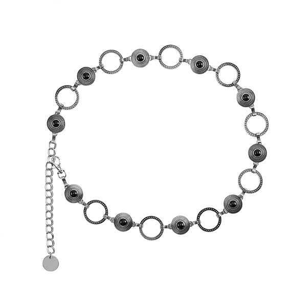 Women's Nine West Alternating Stone & Open Casting Belt - Silver (M-L)