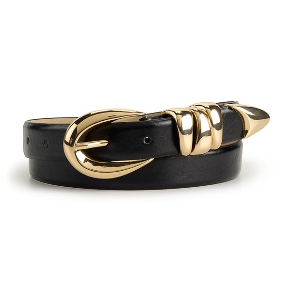 Women's Nine West Sculptural Hardware Panel Belt - Black Gold (MEDIUM)
