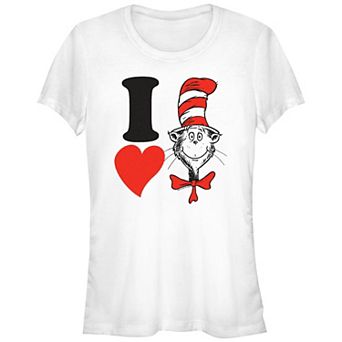 Juniors' Dr. Seuss I Heart The Cat In The Hat Fitted Graphic Tee