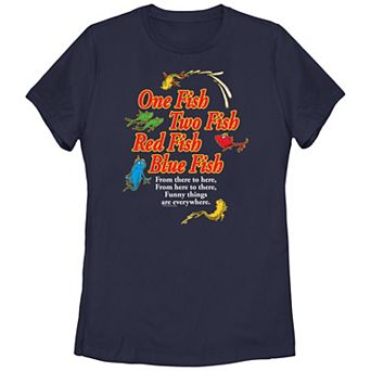 Juniors' Dr. Seuss One Fish Two Fish Red Fish Blue Fish Poster Graphic Tee