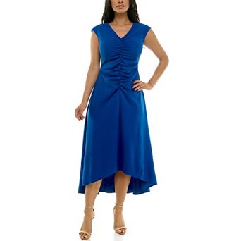 Women's Maison Tara V-Neck Cap Sleeve Ruched Front Midi Dress