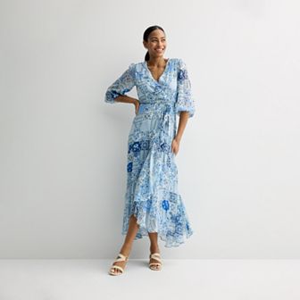 Women's Maison Tara Wrap Ruffle Trim Maxi Dress