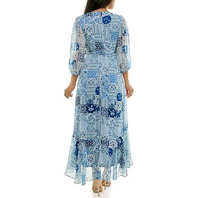 Women's Maison Tara Wrap Ruffle Trim Maxi Dress