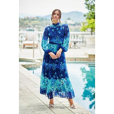 Women's Maison Tara Romantic Floral High Neck Maxi Dress