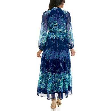 Women's Maison Tara Romantic Floral High Neck Maxi Dress