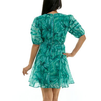Women's Maison Tara Surplice Neck Puffed Sleeve Fit & Flare Mini Dress