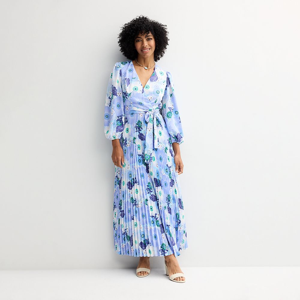 Women's Maison Tara Surplice Pleated Maxi Dress