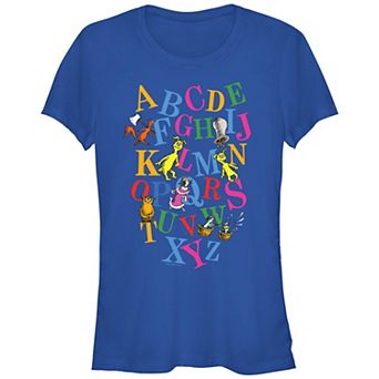 Juniors' Dr. Seuss Character Alphabet Fitted Graphic Tee