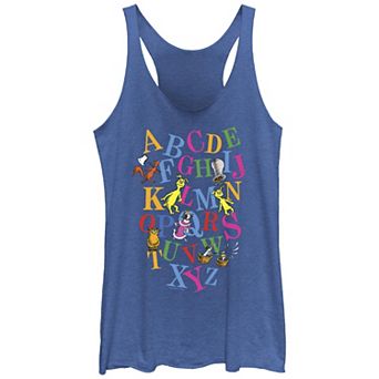 Juniors' Dr. Seuss Character Alphabet Racerback Tank Top