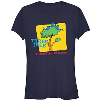 Juniors' Dr. Seuss Three Tree Three Fish In A Tree Fitted Graphic Tee