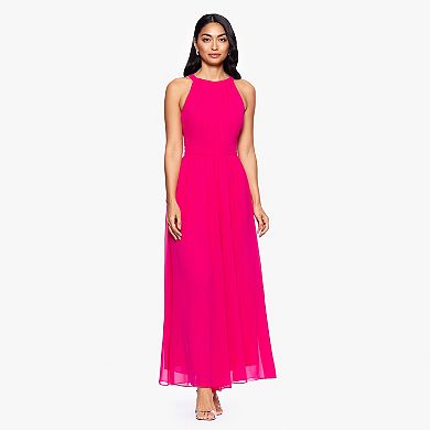 Women's BA Nites Pleat Bodice Chiffon Halter Jumpsuit