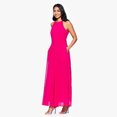 Women's BA Nites Pleat Bodice Chiffon Halter Jumpsuit