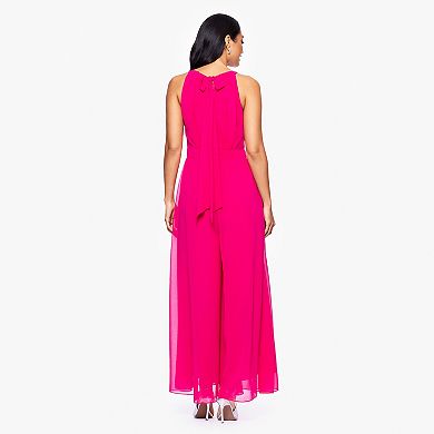 Women's BA Nites Pleat Bodice Chiffon Halter Jumpsuit