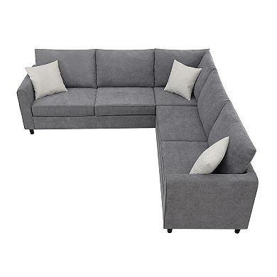 Merax Modern Upholstered Living Room Sectional Sofa, L Shape Furniture Couch
