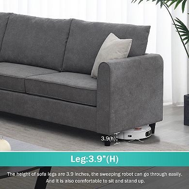 Merax Modern Upholstered Living Room Sectional Sofa, L Shape Furniture Couch