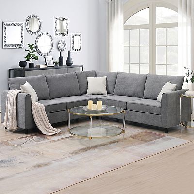 Merax Modern Upholstered Living Room Sectional Sofa L Shape Furniture Couch