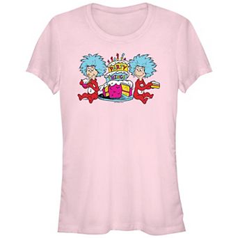 Juniors' Dr. Seuss Thing 1 And Thing 2 Party Things Fitted Graphic Tee