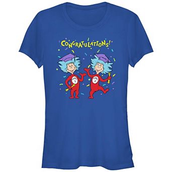 Juniors' Dr. Seuss Thing 1 And Thing 2 Congratulations Grad Fitted Graphic Tee