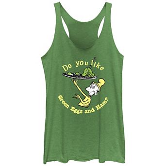 Juniors' Dr. Seuss Do You Like Green Eggs And Ham Racerback Tank Top