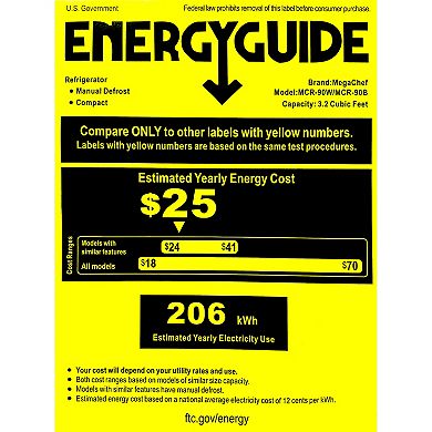 MegaChef 3.2-ft. White Refrigerator