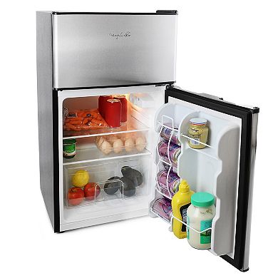 MegaChef 3.2-ft. 2 Door Stainless Steel Refrigerator/Freezer