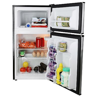 MegaChef 3.2-ft. 2 Door Stainless Steel Refrigerator/Freezer