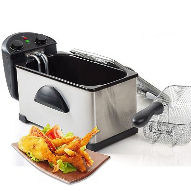 MegaChef 3.17-qt. Stainless Steel Electric Deep Fryer with Timer