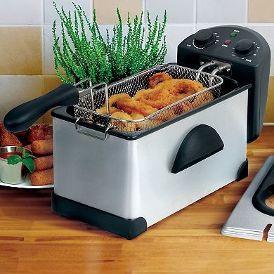 MegaChef 3.17-qt. Stainless Steel Electric Deep Fryer with Timer
