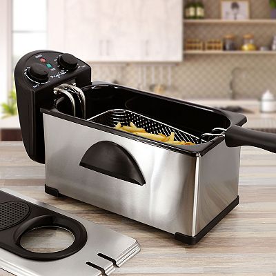 MegaChef 3.17 qt. Stainless Steel Electric Deep Fryer with Timer