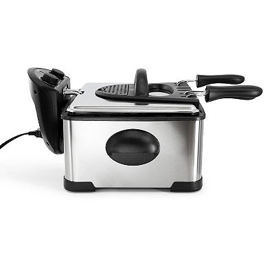 MegaChef 4.23-qt. Stainless Steel Electric Deep Fryer with Timer