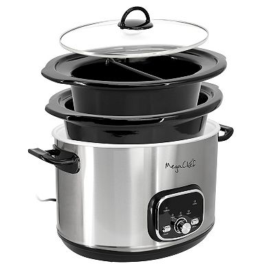 MegaChef Interchangeable 6-qt. & Split 2.5-qt. Slow Cooker and Warmer