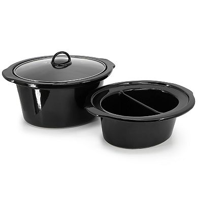 MegaChef Interchangeable 6-qt. & Split 2.5-qt. Slow Cooker and Warmer