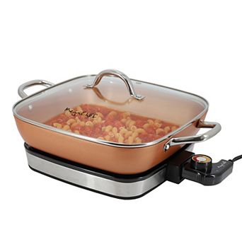 MegaChef 11.81 in Copper Coating Electric Fry Pan