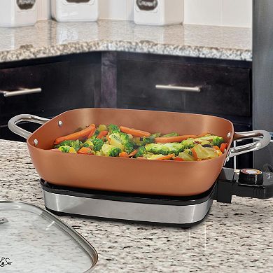 MegaChef 11.81-in. Copper Coating Electric Fry Pan