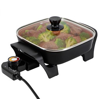 MegaChef 8 in Copper Coated Electric Square Countertop Skillet