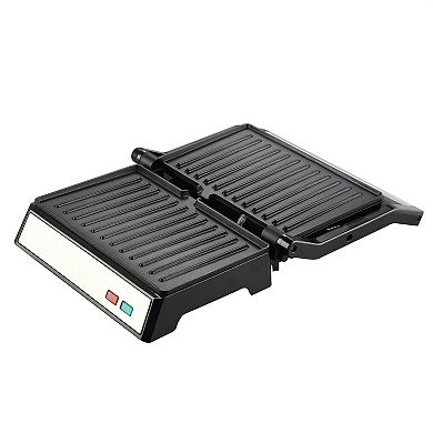 MegaChef Electric Dual Plate Non-Stick Panini Grill Press with Drip Tray