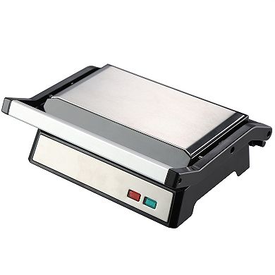 MegaChef Electric Dual Plate Non-Stick Panini Grill Press with Drip Tray