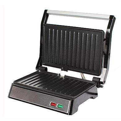 MegaChef Electric Dual Plate Non-Stick Panini Grill Press with Drip Tray