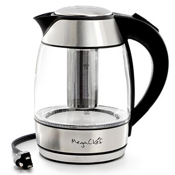 MegaChef 1.8-lt. Glass & Stainless Steel Electric Tea Kettle with Tea Infuser