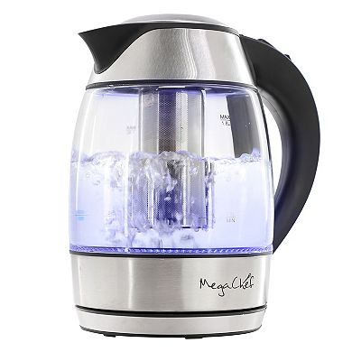 MegaChef 1.8-lt. Glass & Stainless Steel Electric Tea Kettle with Tea Infuser